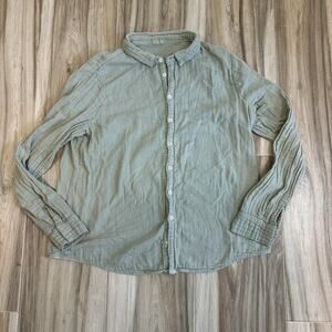 CP Shades Shirt Womens XL Sage Green Double Cotton Gauze Button Long Sleeve Fall